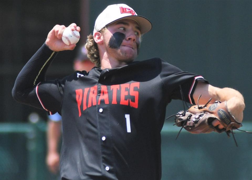 Lubbock-Cooper's Jude Cook pitches against Mansfield Legacy in Game 2 of their Region I-5A semifinal series Saturday, May 28, 2022, at Walt Driggers Field in Abilene.