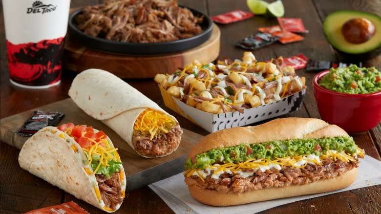 Selection of Del Taco menu items