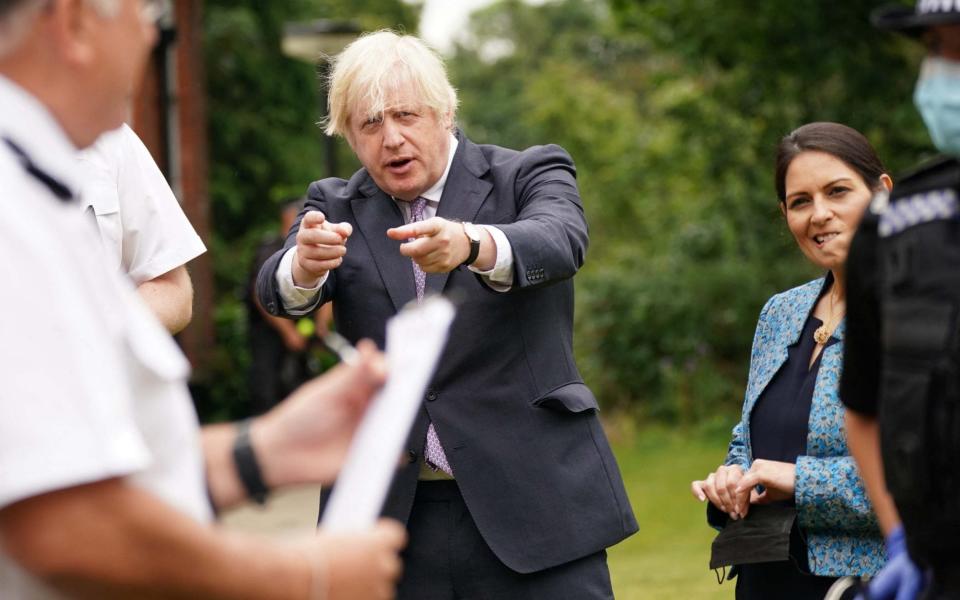 Boris Johnson made the remarks on his first visit since having to self-isolate because of his Health Secretary's positive test - YUI MOK/POOL/AFP