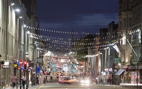 Union Street in Aderdeen at night time - Credit: Chris Mellor/Lonely Planet Images