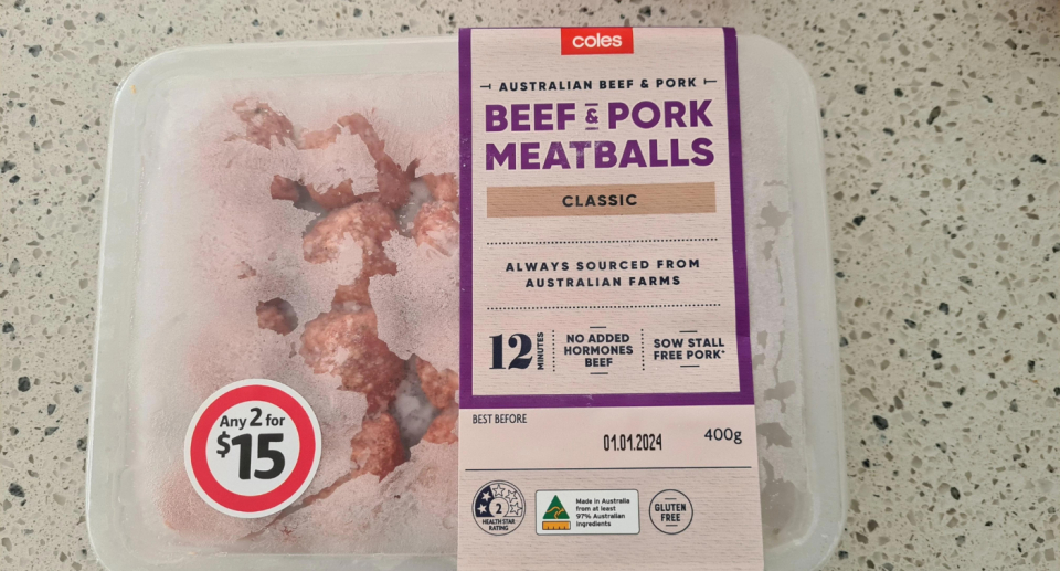 The second pack of meatballs at the same cost but weighing only 400 grams.