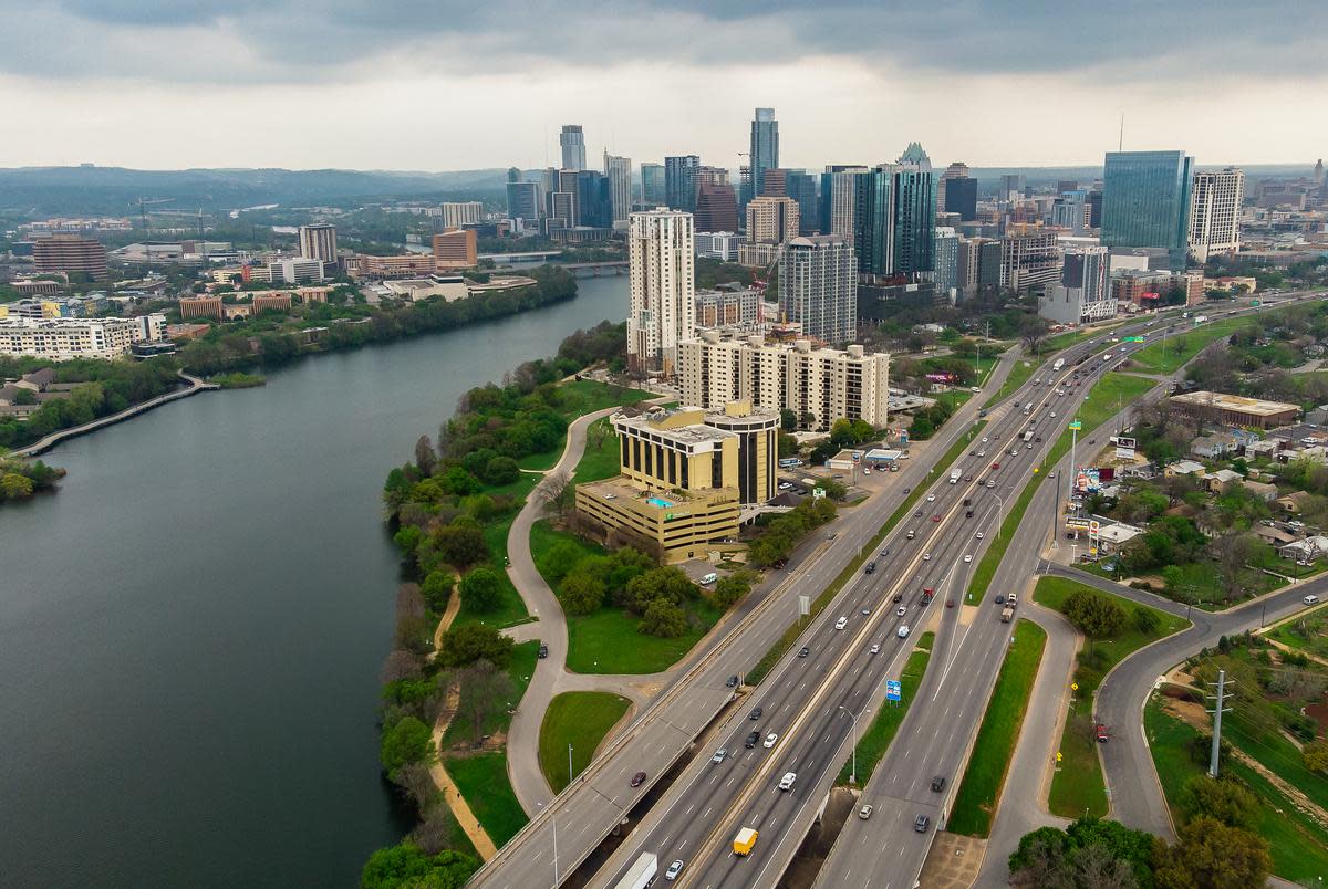 Interstate 35 in downtown Austin on March 19, 2020.