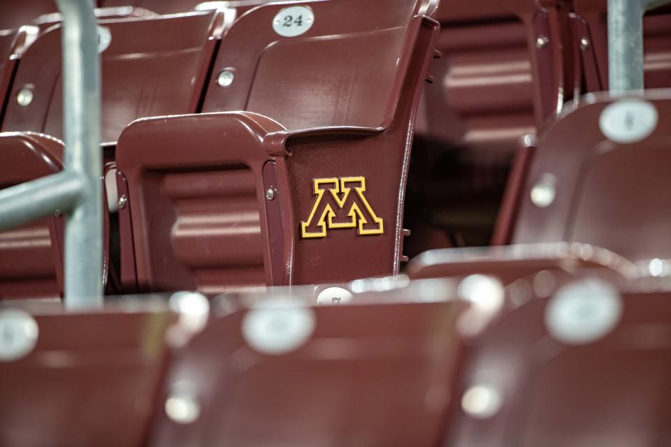 Nov 20, 2020; Minneapolis, Minnesota, USA; A general view of empty seats before a game between the Purdue Boilermakers and <a class="link " href="https://sports.yahoo.com/ncaaw/teams/minnesota/" data-i13n="sec:content-canvas;subsec:anchor_text;elm:context_link" data-ylk="slk:Minnesota Golden Gophers;sec:content-canvas;subsec:anchor_text;elm:context_link;itc:0">Minnesota Golden Gophers</a> at TCF Bank Stadium. Mandatory Credit: Jesse Johnson-USA TODAY Sports