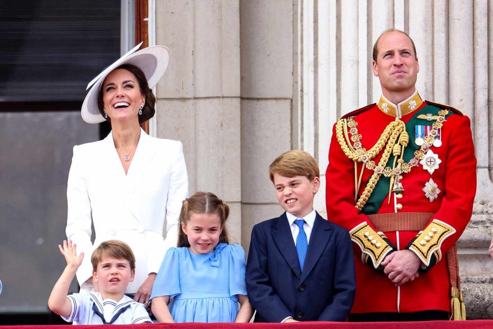 Prince Louis of Cambridge, Catherine, Duchess of Cambridge, Princess Charlotte of Cambridge, Prince George of Cambridge and Prince William, Duke of Cambridge