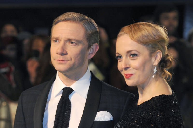 Martin Freeman and Amanda Abbington attend The UK premiere of "The Hobbit: An Unexpected Journey" at The Odeon Leicester Square and Empire Leicester Square, in London in 2012. File Photo by Paul Treadway/UPI
