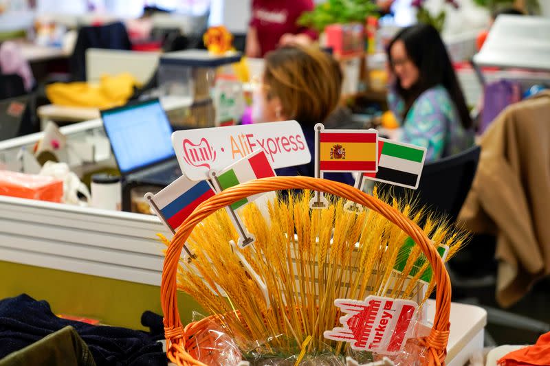 The logo of AliExpress is seen at Alibaba Expansion office at the Alibaba company's headquarters in Hangzhou