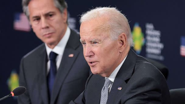 PHOTO: President Joe Biden hosts the US-Pacific Island Country Summit with Secretary of State Antony Blinken at the State Department in Washington, D.C, on Sept. 29, 2022.  (Oliver Contreras/AFP via Getty Images)