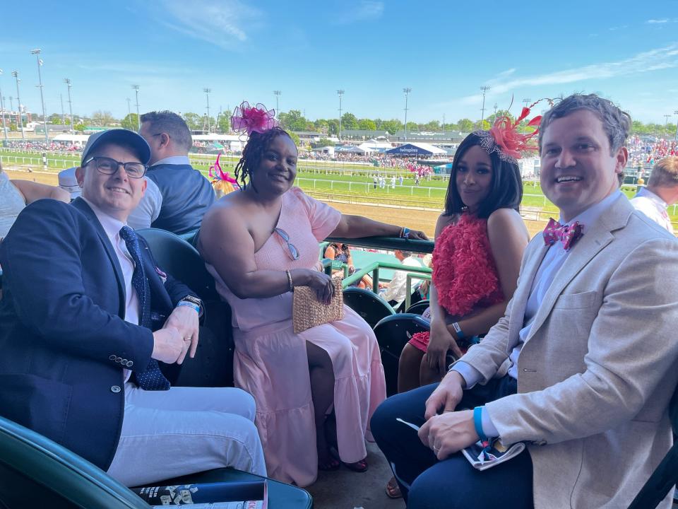 Joonas Kohtala,  Jim Simmons, Cherjuantoe Moran and her daughter Vaseana Moran at Kentucky Oaks on Friday, May 5, 2023.