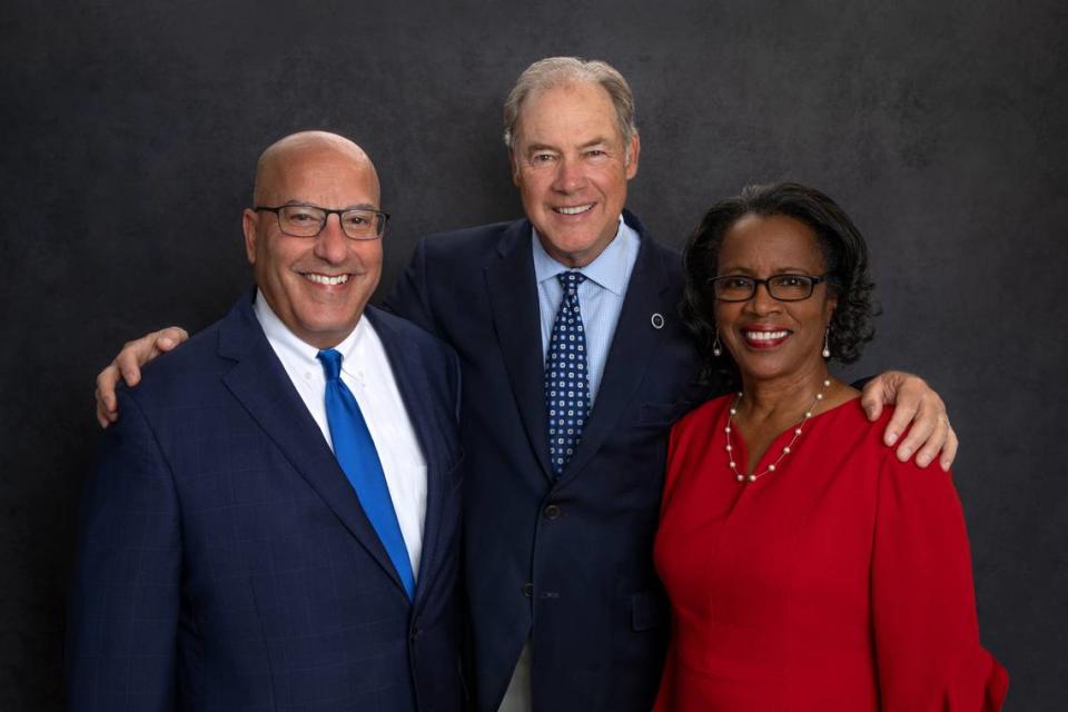 From left to right: Stan Tzouvelekas, Christian Learning Centers of Greenville County board chairman; state Rep. Mike Burns, R-Greenville; Janice Butler, Christian Learning Centers chief executive officer