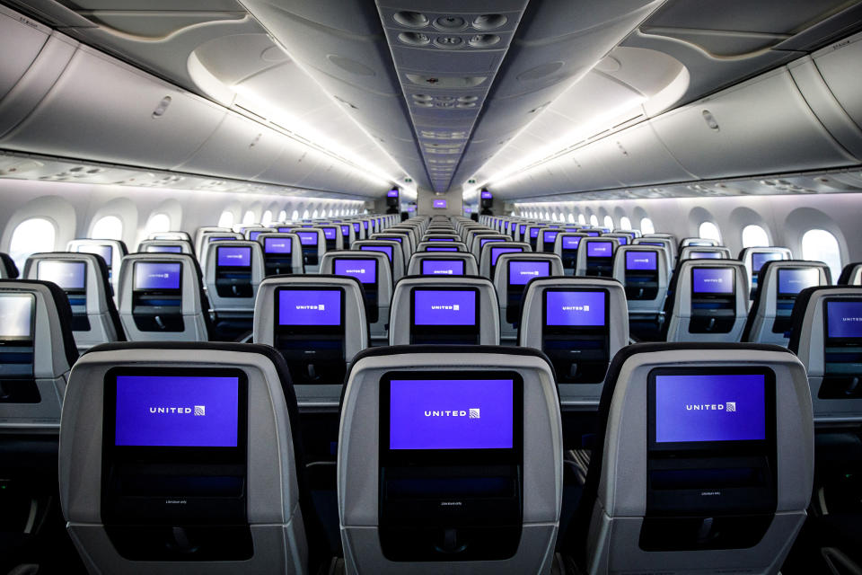 The interior of a United 787 Dreamliner at the Boeing manufacturing facility in North Charleston, S.C., on Dec. 13, 2022. (Logan Cyrus / AFP via Getty Images file)