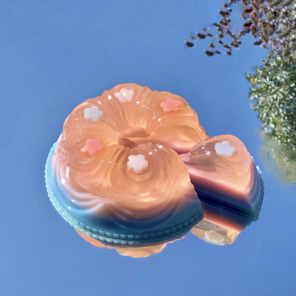 Jellied and gelatin-based foods like this ethereal cake from Los Angeles-based Nünchi are enjoying a culinary revival. (Lexie Park / Nünchi)