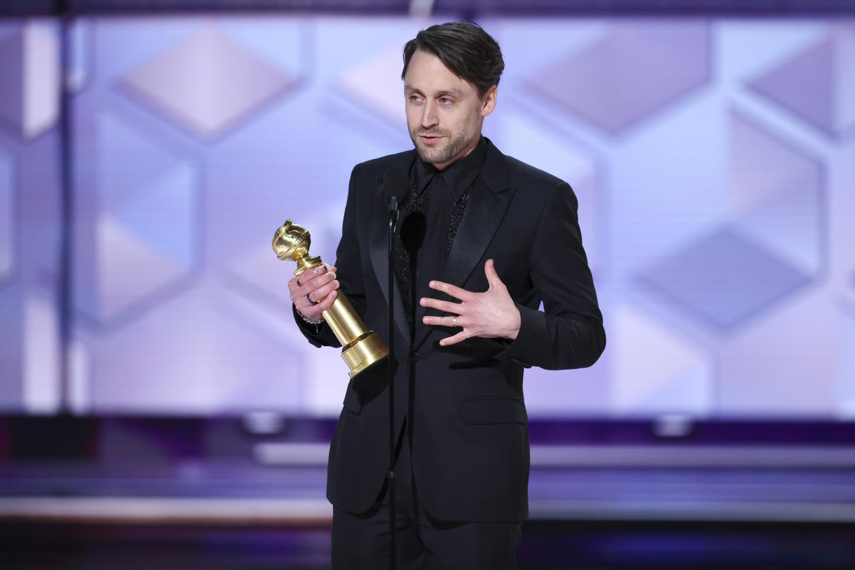 Kieran Culkin ganó el premio a mejor actor en una serie de drama en la 81 edición de los Globos de Oro. (Photo by Rich Polk/Golden Globes 2024/Golden Globes 2024 via Getty Images)