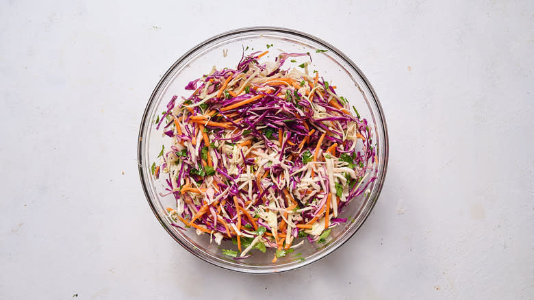 coleslaw mixed in bowl