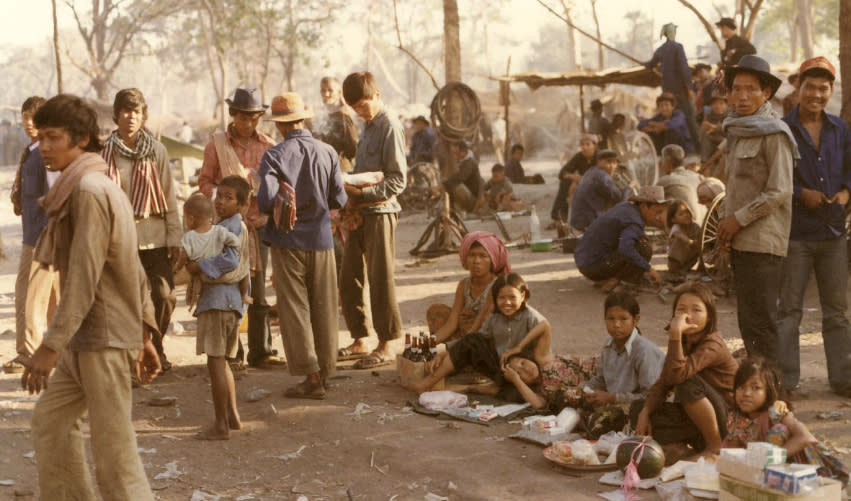 Image: Cambodian refugees in one of the border encampments established in 1979 on the Thai-Cambodian border. (Berta Romero-Fonte)