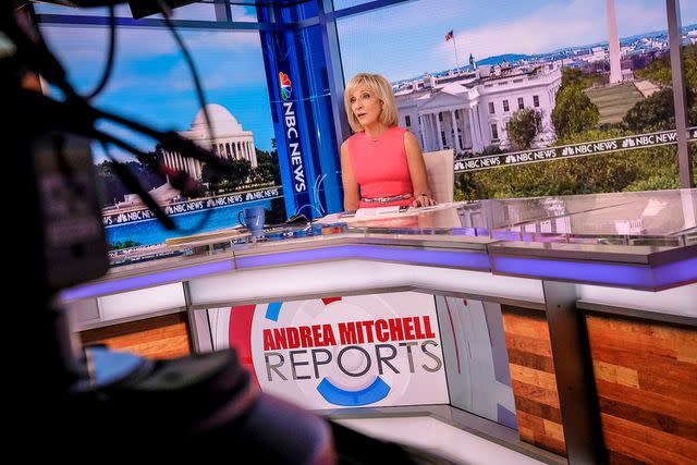<p>NBC News</p> Andrea Mitchell sits at the desk of her eponymous newscast on MSNBC