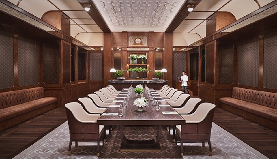 The Oriental Meeting Room, designed to resemble an Orient Express carriage