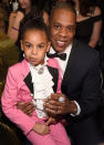 <p>Blue, wearing her best unimpressed face, was also at the Grammys last year — on daddy’s knee. The pretty in pink tot sat with Jay and auntie Solange and took in her mama’s memorable performance. The show aired later that year — in mid-February — and <a rel="nofollow" href="https://www.yahoo.com/entertainment/beyonce-is-pregnant-with-twins-190514308.html" data-ylk="slk:Bey had announced her pregnancy;elm:context_link;itc:0;sec:content-canvas;outcm:mb_qualified_link;_E:mb_qualified_link;ct:story;" class="link  yahoo-link">Bey had announced her pregnancy</a>, with twins, days earlier. She was all maternal up on stage — and had the best cheering section. Clearly. Blue also <a rel="nofollow" href="https://www.yahoo.com/entertainment/beyonc-grammys-2017-performance-features-020500963.html" data-ylk="slk:appeared in a video opening Bey’s set;elm:context_link;itc:0;sec:content-canvas;outcm:mb_qualified_link;_E:mb_qualified_link;ct:story;" class="link  yahoo-link">appeared in a video opening Bey’s set</a>. Where will she turn up next? (Photo: Kevin Mazur/Getty Images for NARAS) </p>