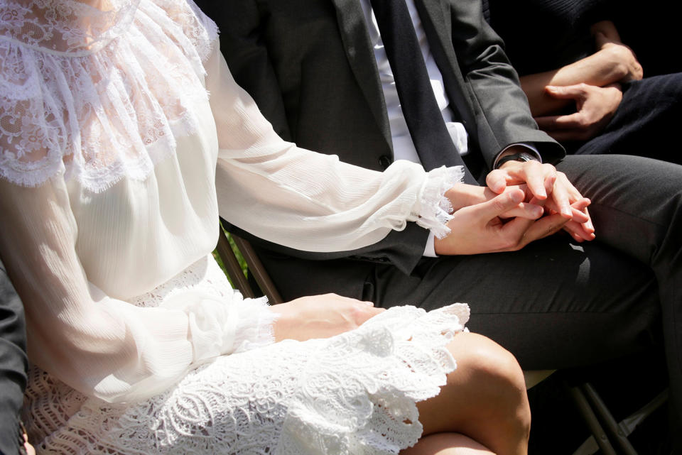 Ivanka Trump holds hands with her husband Jared Kushner at the White House