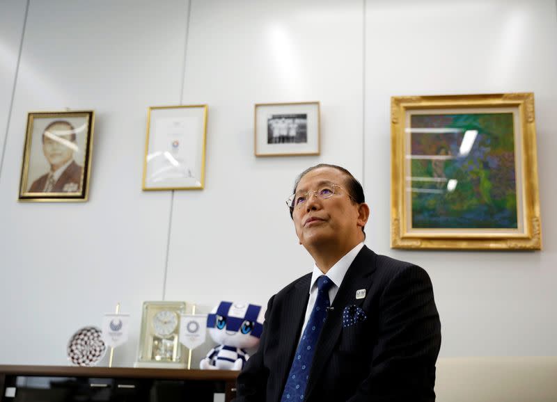 Toshiro Muto, Tokyo 2020 Organizing Committee Chief Executive Officer, speaks during an interview with Reuters in Tokyo