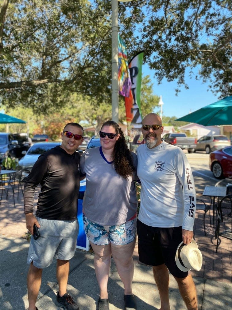 Mike Sullivan (left), Christina Baber (middle) and Ken Fleming. Sullivan found the car and recovered Karen Moore's remains with the help of Fleming.