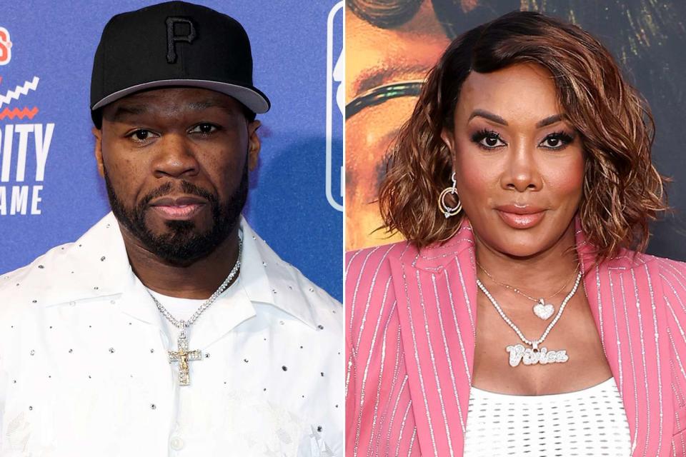 <p>Kevin Mazur/Getty; John Salangsang/Variety via Getty</p> 50 Cent; Vivica A. Fox