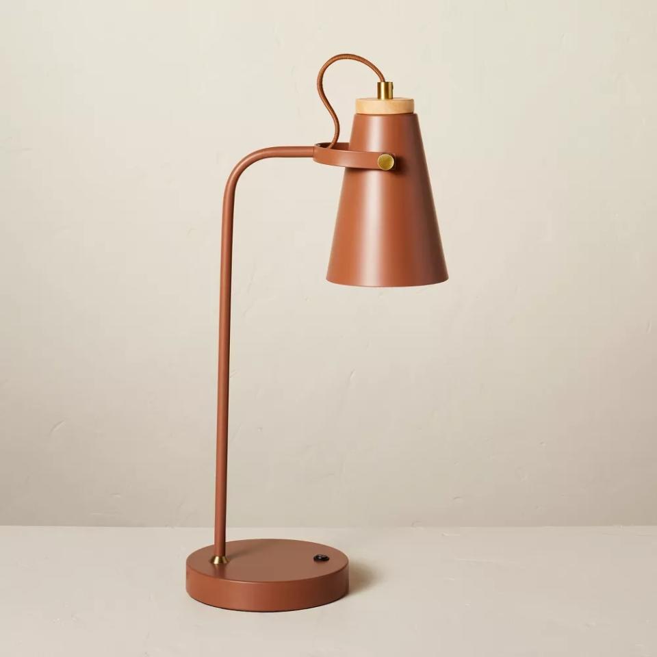Metal Task Lamp with USB Port, Terracotta Brown - Hearth & Hand with Magnolia