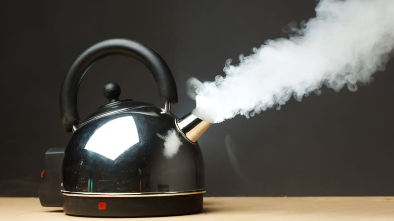 steaming tea kettle