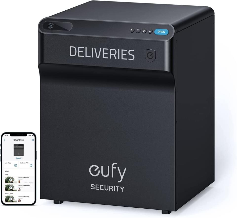 eufy Security SmartDrop Smart Delivery Package Drop Box against white background.