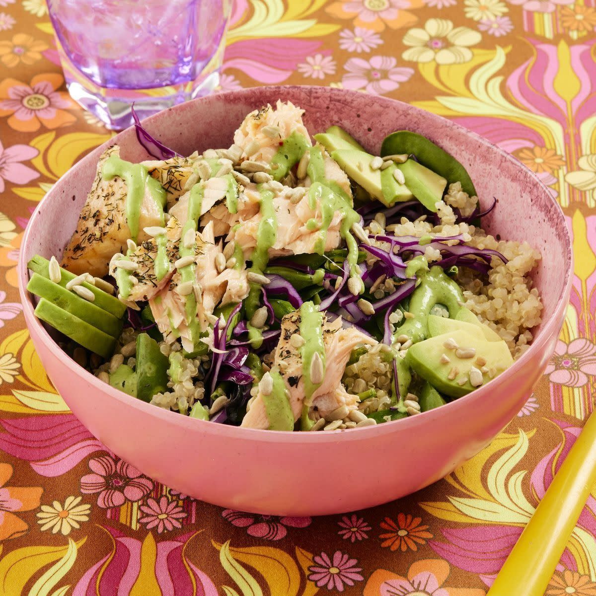 green goddess salmon grain bowls