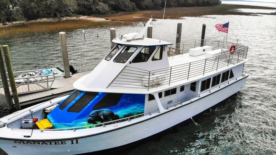 Carry-on wagons – as seen at the front of the Manatee II – are used by islanders to bring supplies to Daufuskie Island as photographed on Jan. 31, 2024, at the C.C. Haigh Jr. Boat Landing on PInckney Island. Lowcountry Ferry, the operator of the boat, will allow only 15 wagons per trip for a boat that has a capacity of 50 riders.