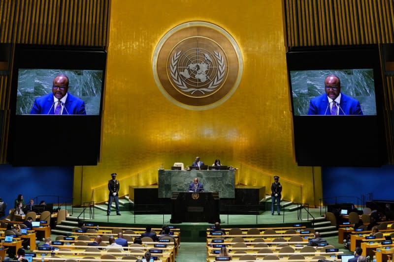 <cite>史瓦帝尼國王恩史瓦帝三世（Mswati III）在聯合國大會發言。（美聯社）</cite>