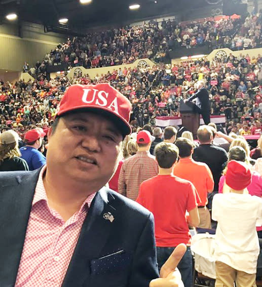 Tao Liu at a Trump rally in Wheeler, W.V., on Sept. 29, 2020. (via Instagram)