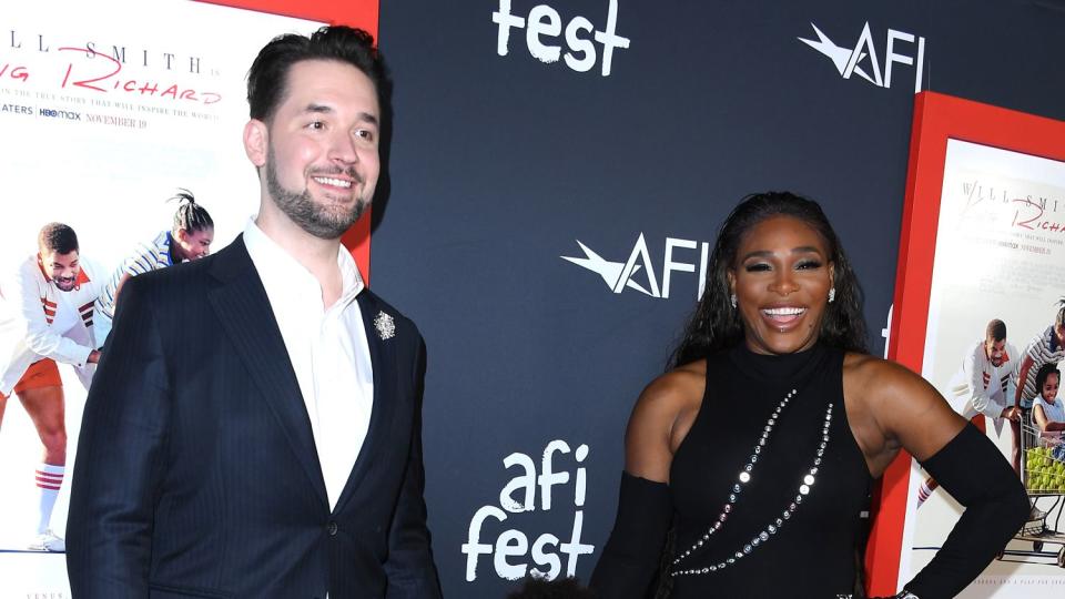 Alexis Ohanian, Olympia Ohanian Jr, and Serena Williams arrives at the 2021 AFI Fest: Closing Night Premiere Of Warner Bros. "King Richard"