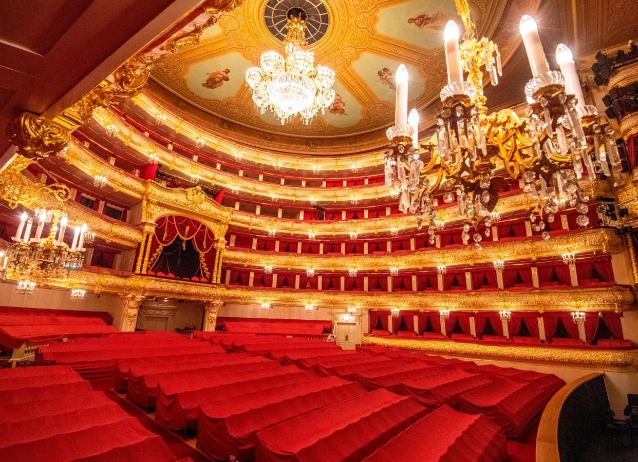 Inside the 1,740 seat main hall of the Bolshoi Theatre (AFP/Getty)