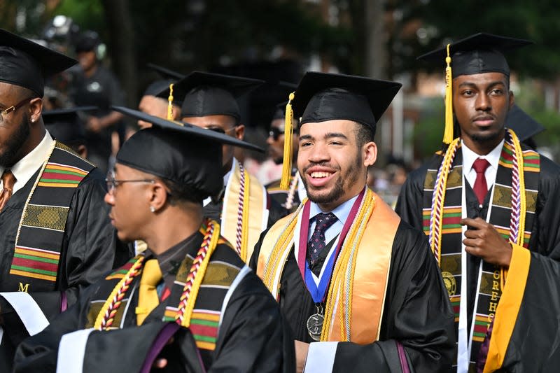 Photo: ATLANTA, GEORGIA - MAY 21: Morehouse College graduates participate in the 2023 139th Morehouse College Commencement Ceremony at Morehouse College on May 21, 2023 in Atlanta, Georgia. (Photo by Paras Griffin/Getty Images) (Getty Images)