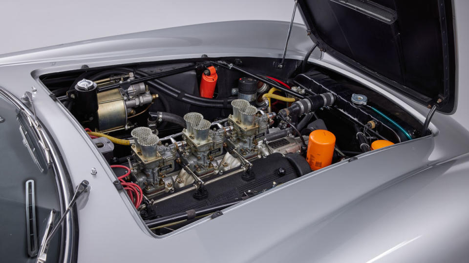 The 3.0-liter, Colombo-designed V-12 engine inside a 1960 Ferrari 250 GT SWB Berlinetta.