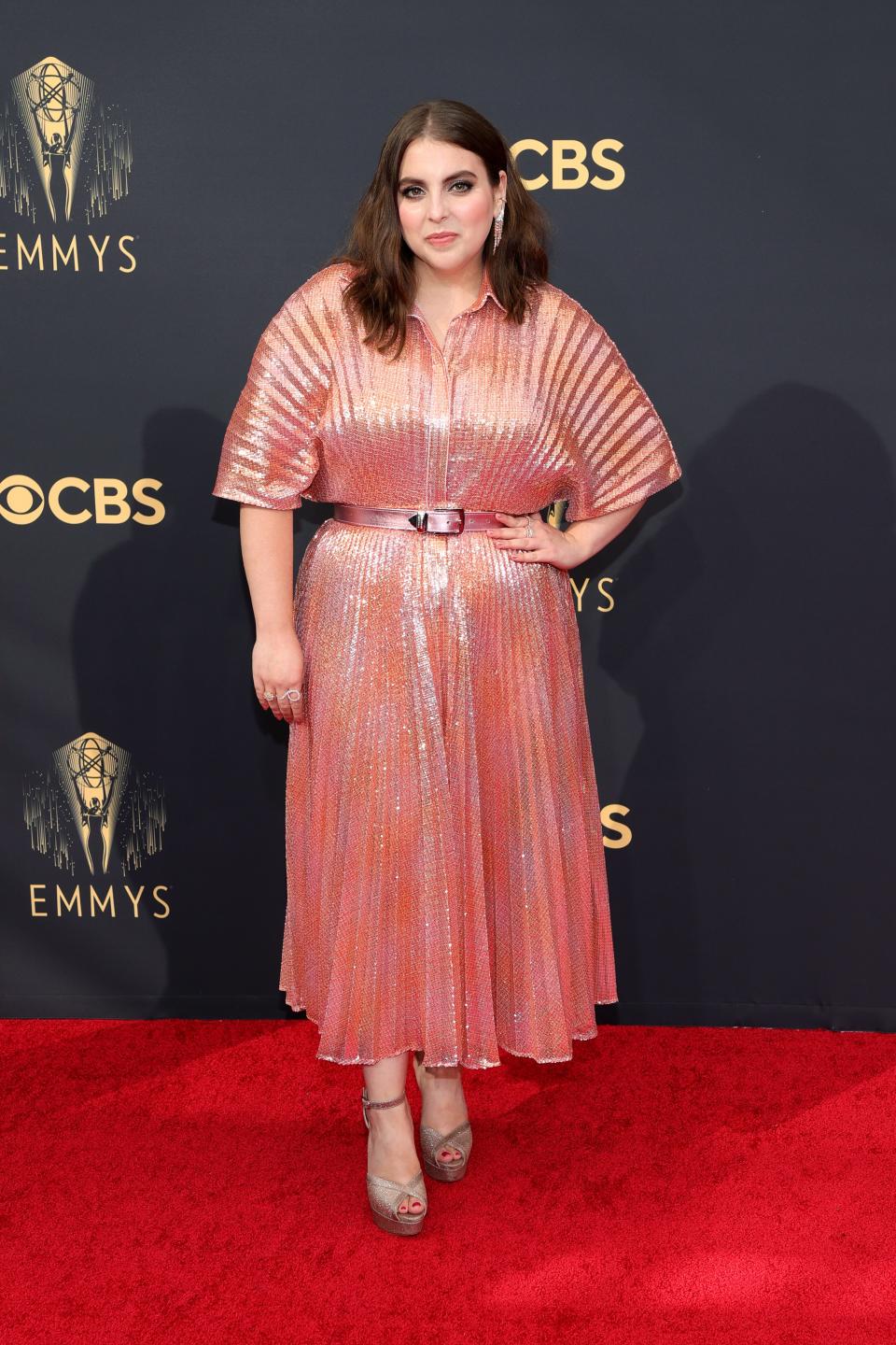 Beanie Feldstein attends the 2021 Emmy Awards.