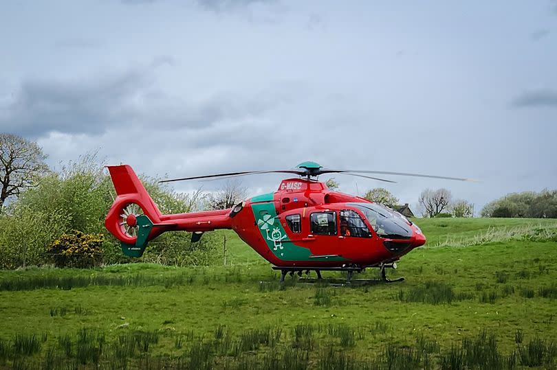 An air ambulance landed on the scene near the M67