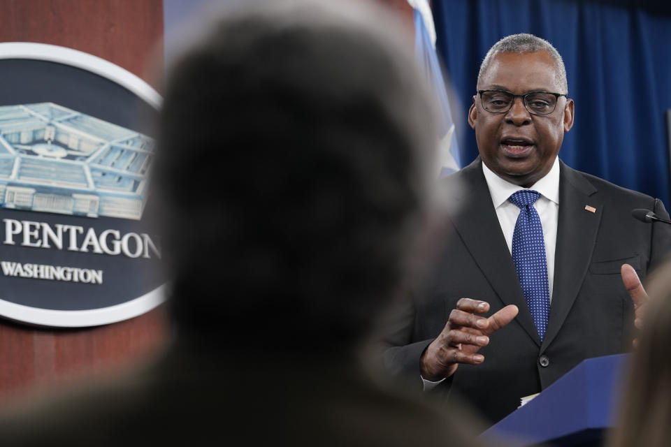 Defense Secretary Lloyd Austin speaks during a briefing at the Pentagon in Washington, Thursday, Oct. 27, 2022. (AP Photo/Susan Walsh)