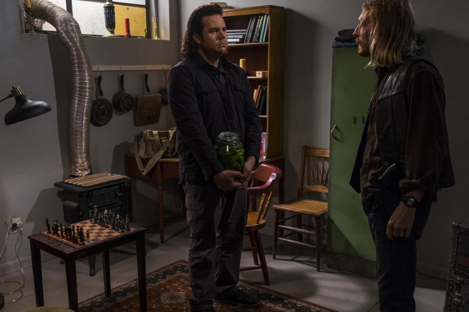 <p>Josh McDermitt as Dr. Eugene Porter, Austin Amelio as Dwight in AMC’s <i>The Walking Dead.><br> (Photo: Gene Page/AMC)</i> </p>