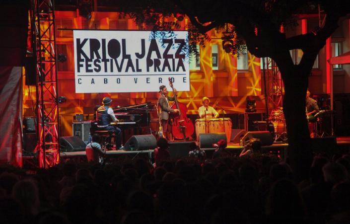 The Roberto Fonseca Quartet from Cuba perform at the Kriol Jazz Festival in Praia, Cape Verde's island capital which hosts a week-long music festival every April (AFP Photo/Sebastien RIEUSSEC)