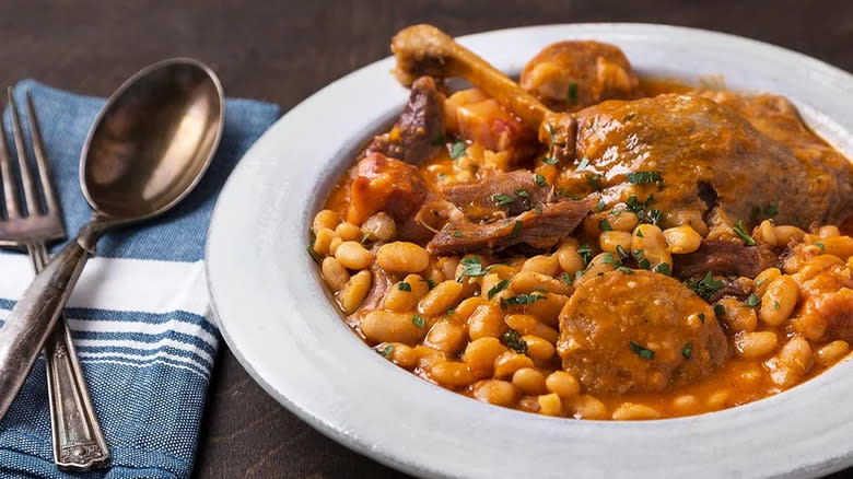 Duck cassoulet with beans and sausage