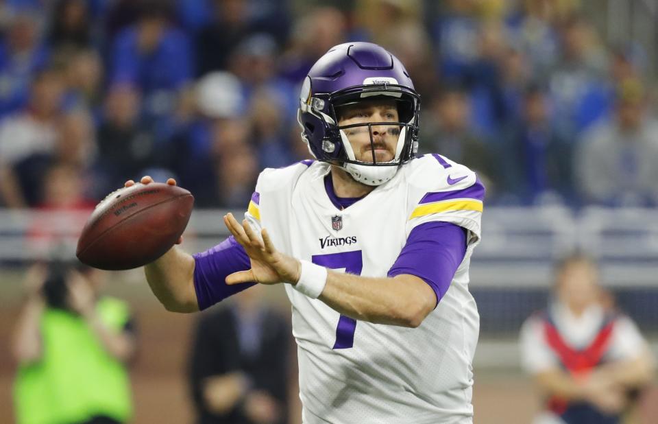 Vikings quarterback Case Keenum compiled three total touchdowns and zero turnovers in Minnesota’s 30-23 win over Detroit. (AP)