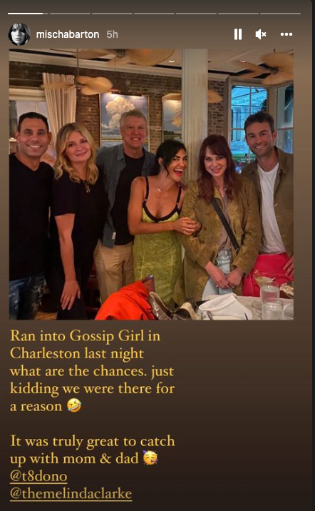 Barton shared a group photo from her outing with her former co-stars and famous friends.  (Mischa Barton/Instagram Story)