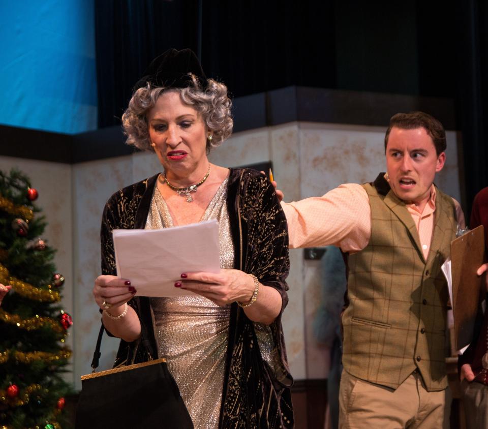 Tension rises between aging Broadway diva Virginia Darwell, played by Kathleen Silverman, and WNBC manager Gordon Fitzgerald, portrayed by Kyle Cooknick, in "It's a Wonderful Life: On Air." The plays opens Dec. 1 in Simi Valley.