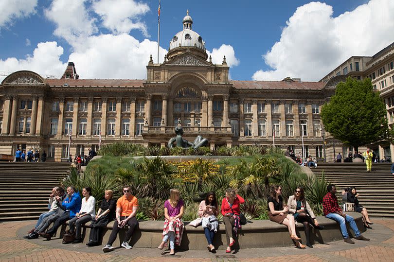 Victoria Square looking towards Birmingham Town Hall in Birmingham, United Kingdom. (photo by Mike Kemp/In PIctures via Getty Images)