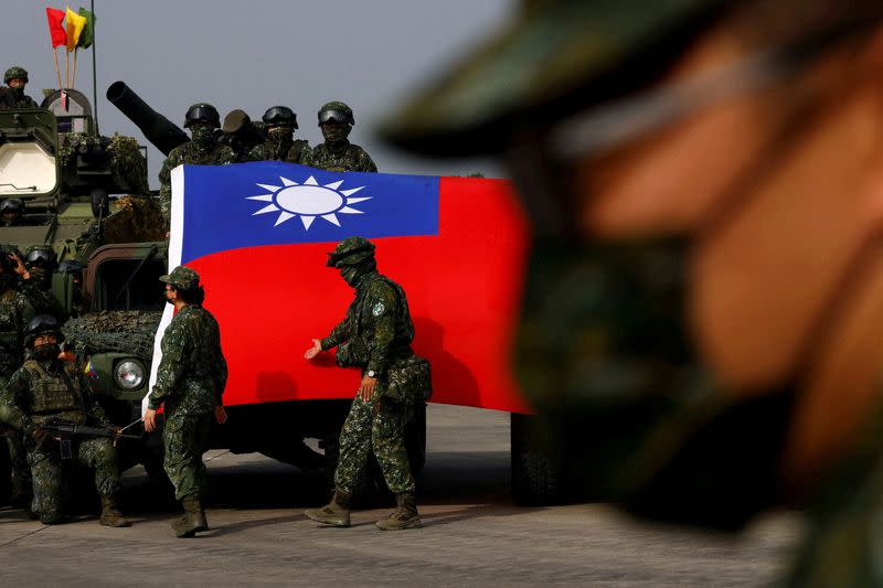 FILE PHOTO: Taiwan's armed forces hold two days of routine drills to show combat readiness ahead of Lunar New Year holidays at a military base in Kaohsiung