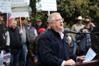 Rep. Mike Nearman speaks during a rally in support of the Second Amendment at the Oregon World War II Memorial in Salem in 2018.