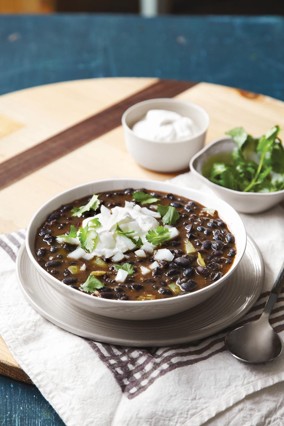 Spicy Black Bean Soup with Chorizo