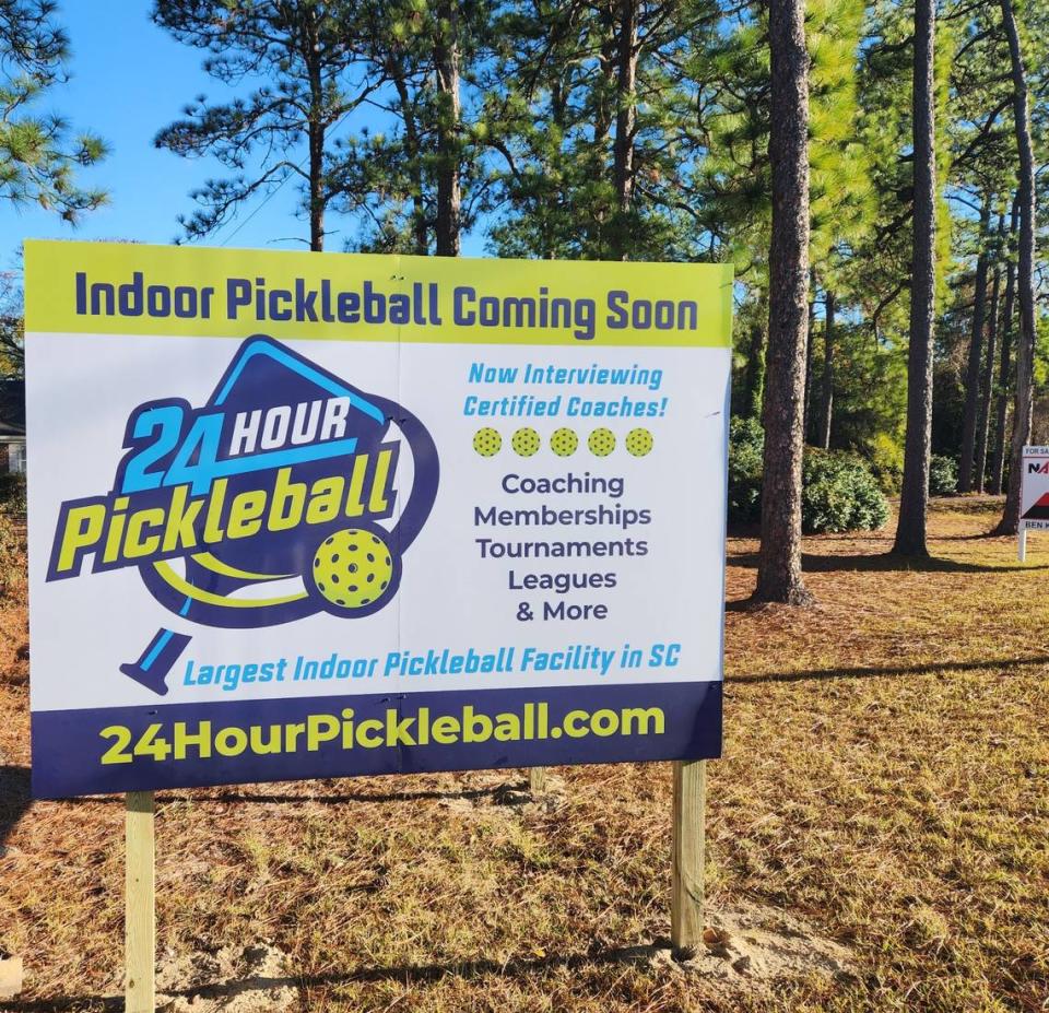 A sign touting the development of a 24 Hour Pickleball location has been erected at 4590 Augusta Hwy. in Lexington.